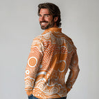 Greater Western Sydney Giants Long Sleeve Polo Shirt Aboriginal Dot Pattern - Football Mascot Heritage Pride