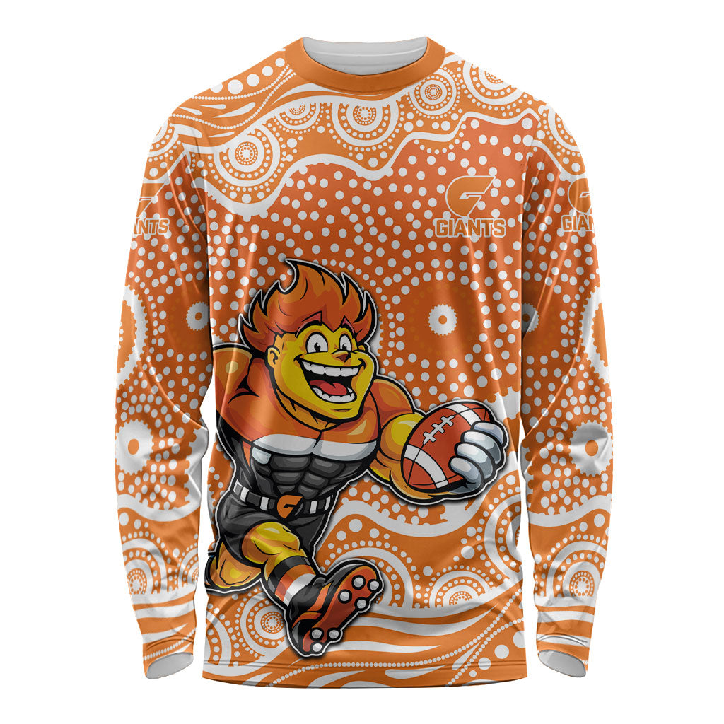 Greater Western Sydney Giants Long Sleeve Shirt Aboriginal Dot Pattern - Football Mascot Heritage Pride