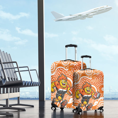 Greater Western Sydney Giants Luggage Cover Aboriginal Dot Pattern - Football Mascot Heritage Pride