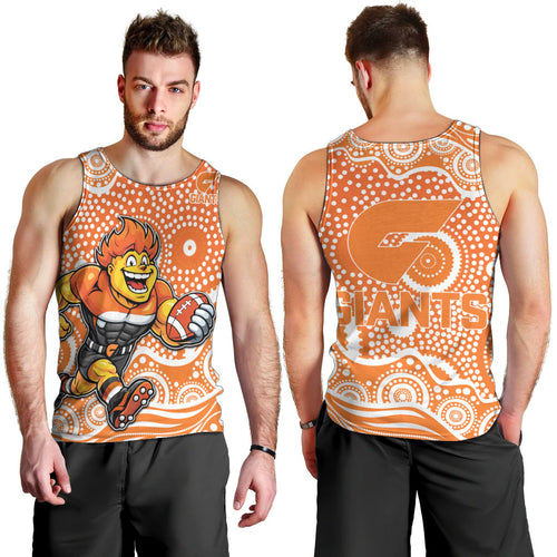 Greater Western Sydney Giants Men Tank Top Aboriginal Dot Pattern - Football Mascot Heritage Pride