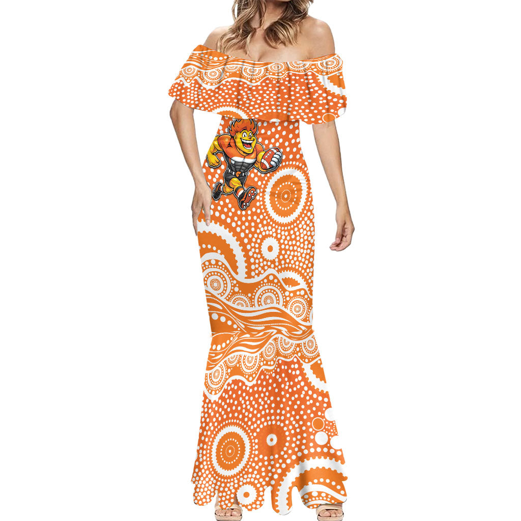 Greater Western Sydney Giants Mermaid Dress Aboriginal Dot Pattern - Football Mascot Heritage Pride