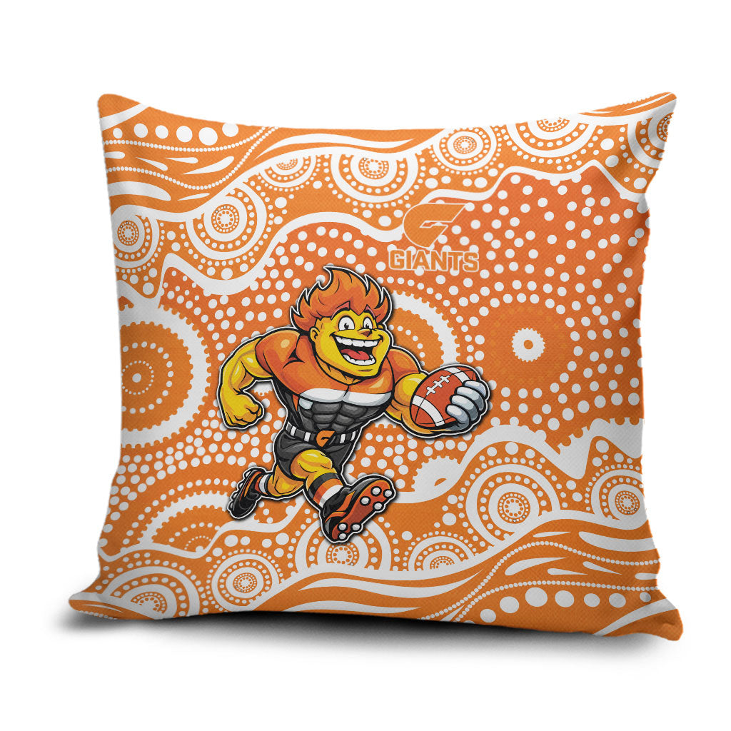Greater Western Sydney Giants Pillow Cover Aboriginal Dot Pattern - Football Mascot Heritage Pride
