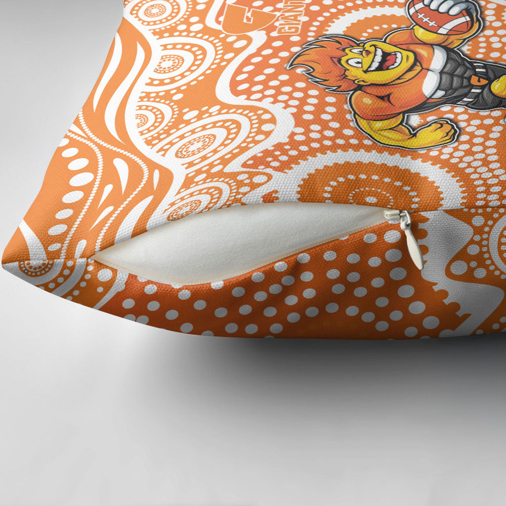 Greater Western Sydney Giants Pillow Cover Aboriginal Dot Pattern - Football Mascot Heritage Pride