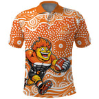 Greater Western Sydney Giants Polo Shirt Aboriginal Dot Pattern - Football Mascot Heritage Pride
