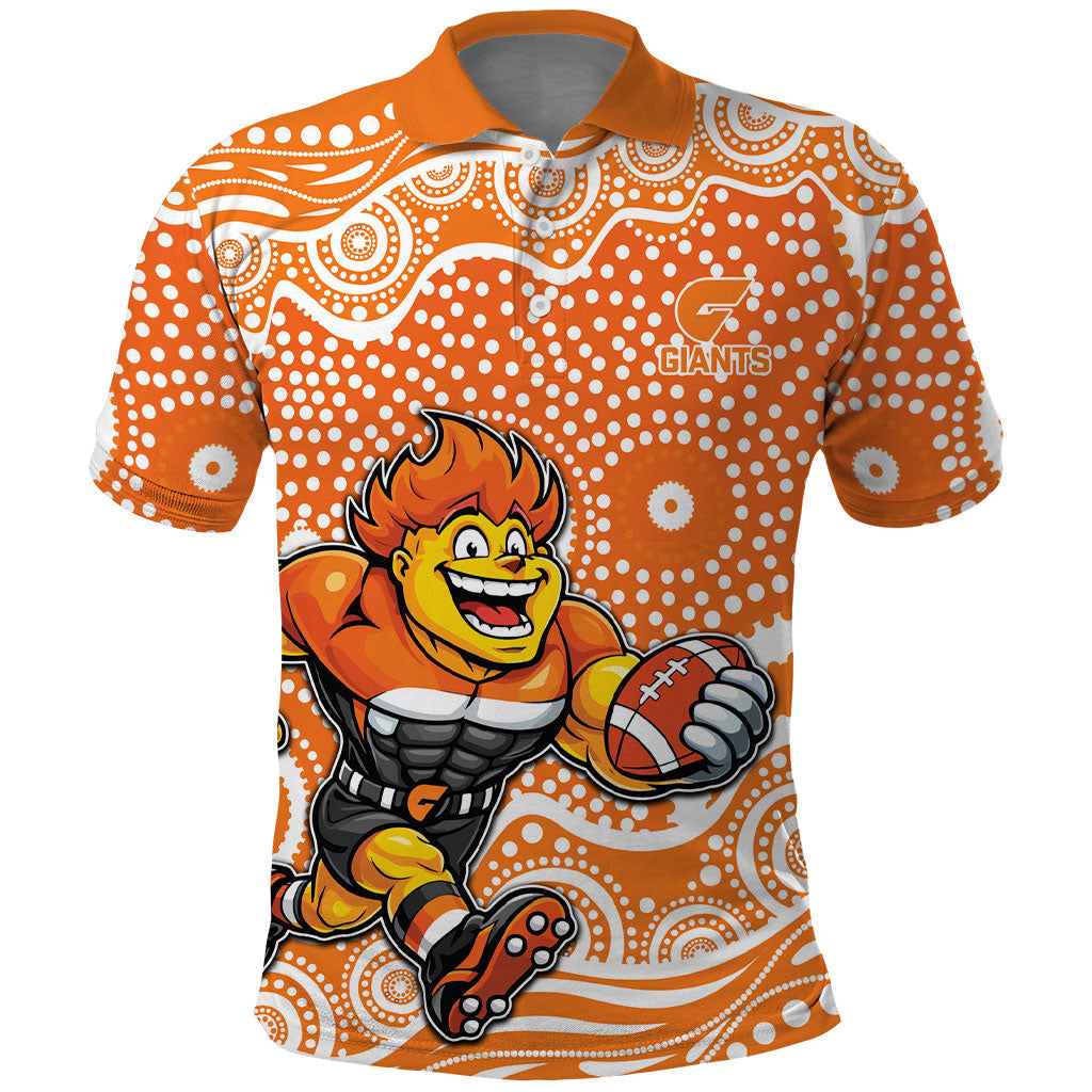 Greater Western Sydney Giants Polo Shirt Aboriginal Dot Pattern - Football Mascot Heritage Pride