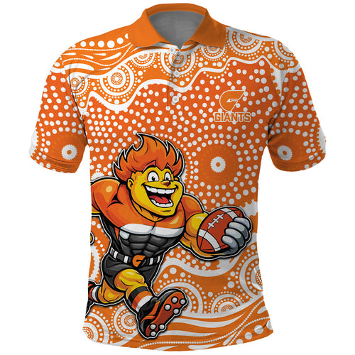 Greater Western Sydney Giants Polo Shirt Aboriginal Dot Pattern - Football Mascot Heritage Pride