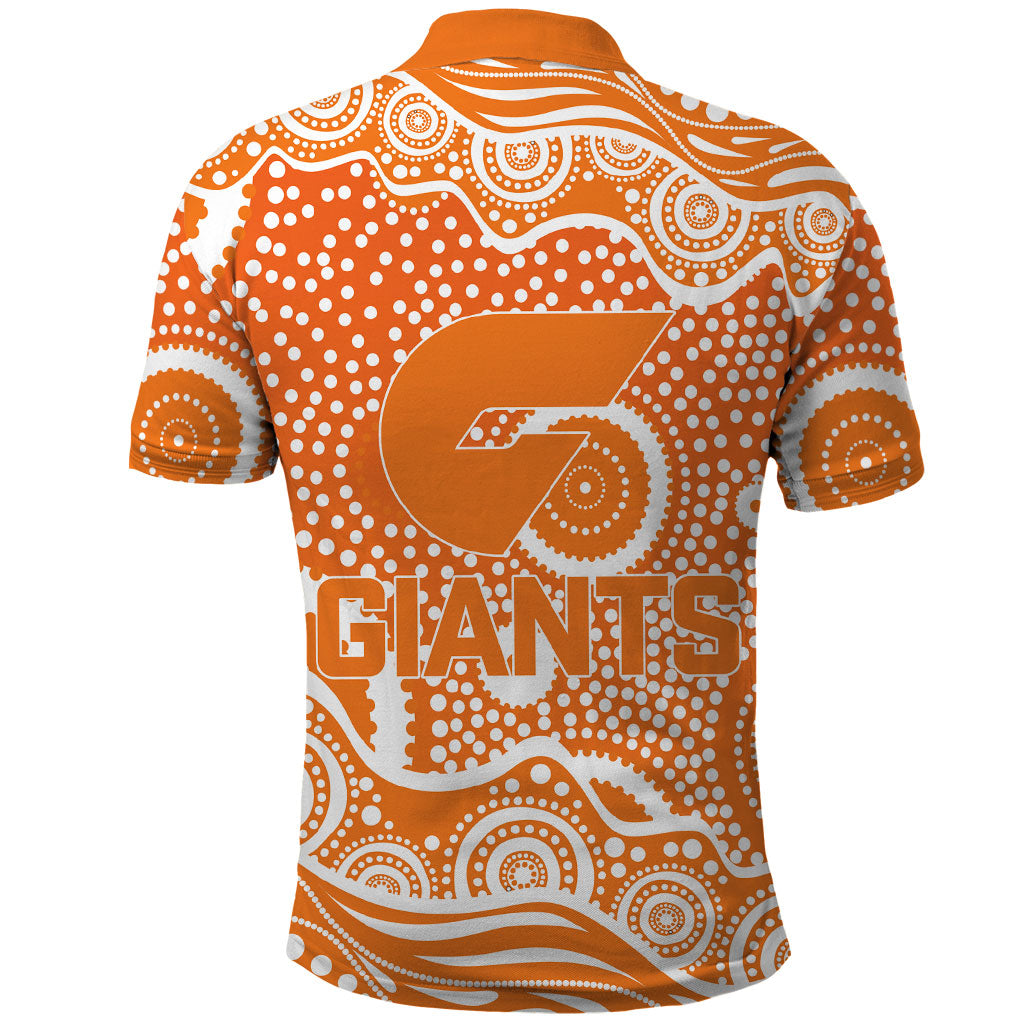 Greater Western Sydney Giants Polo Shirt Aboriginal Dot Pattern - Football Mascot Heritage Pride