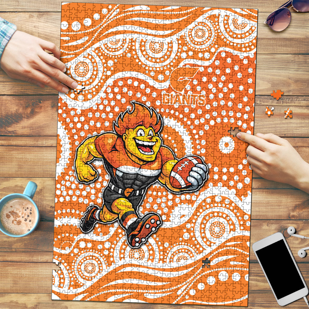 Greater Western Sydney Giants Puzzle Aboriginal Dot Pattern - Football Mascot Heritage Pride