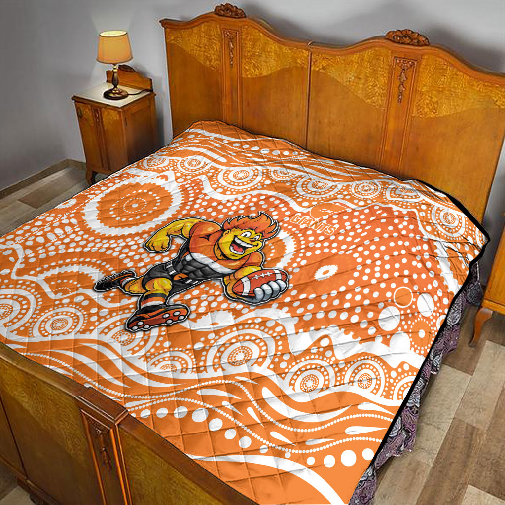 Greater Western Sydney Giants Quilt Aboriginal Dot Pattern - Football Mascot Heritage Pride