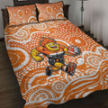 Greater Western Sydney Giants Quilt Bed Set Aboriginal Dot Pattern - Football Mascot Heritage Pride