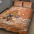 Greater Western Sydney Giants Quilt Bed Set Aboriginal Dot Pattern - Football Mascot Heritage Pride