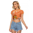 Greater Western Sydney Giants Raglan Cropped T Shirt Aboriginal Dot Pattern - Football Mascot Heritage Pride