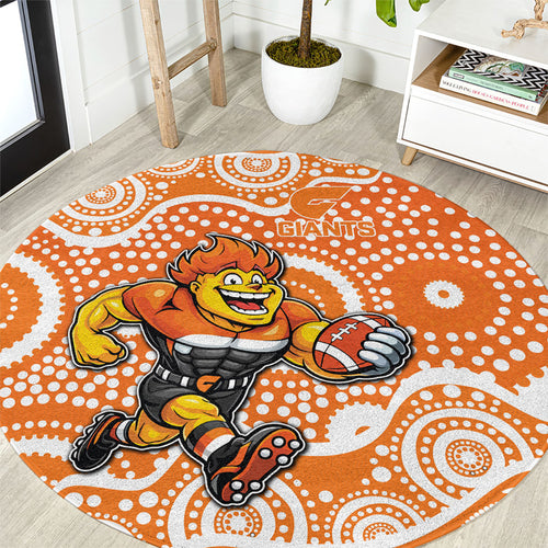 Greater Western Sydney Giants Round Carpet Aboriginal Dot Pattern - Football Mascot Heritage Pride
