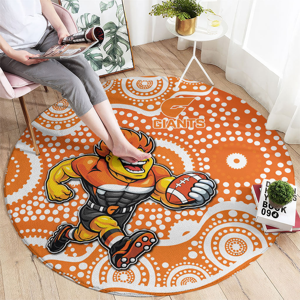 Greater Western Sydney Giants Round Carpet Aboriginal Dot Pattern - Football Mascot Heritage Pride