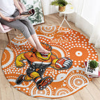 Greater Western Sydney Giants Round Carpet Aboriginal Dot Pattern - Football Mascot Heritage Pride