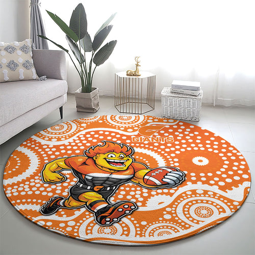Greater Western Sydney Giants Round Carpet Aboriginal Dot Pattern - Football Mascot Heritage Pride