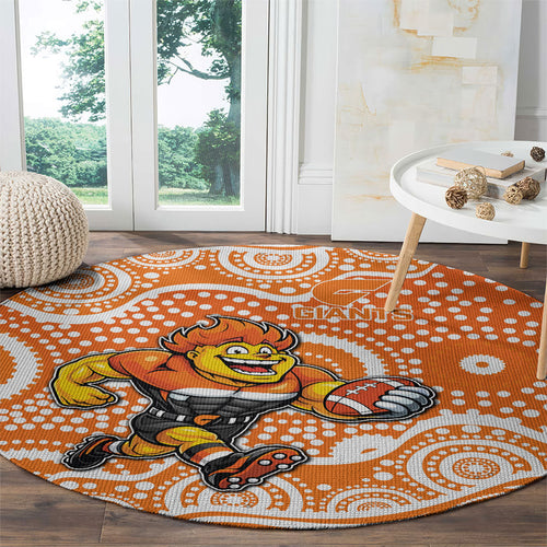 Greater Western Sydney Giants Round Carpet Aboriginal Dot Pattern - Football Mascot Heritage Pride