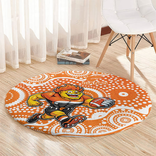 Greater Western Sydney Giants Round Carpet Aboriginal Dot Pattern - Football Mascot Heritage Pride