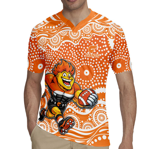 Greater Western Sydney Giants Rugby Jersey Aboriginal Dot Pattern - Football Mascot Heritage Pride
