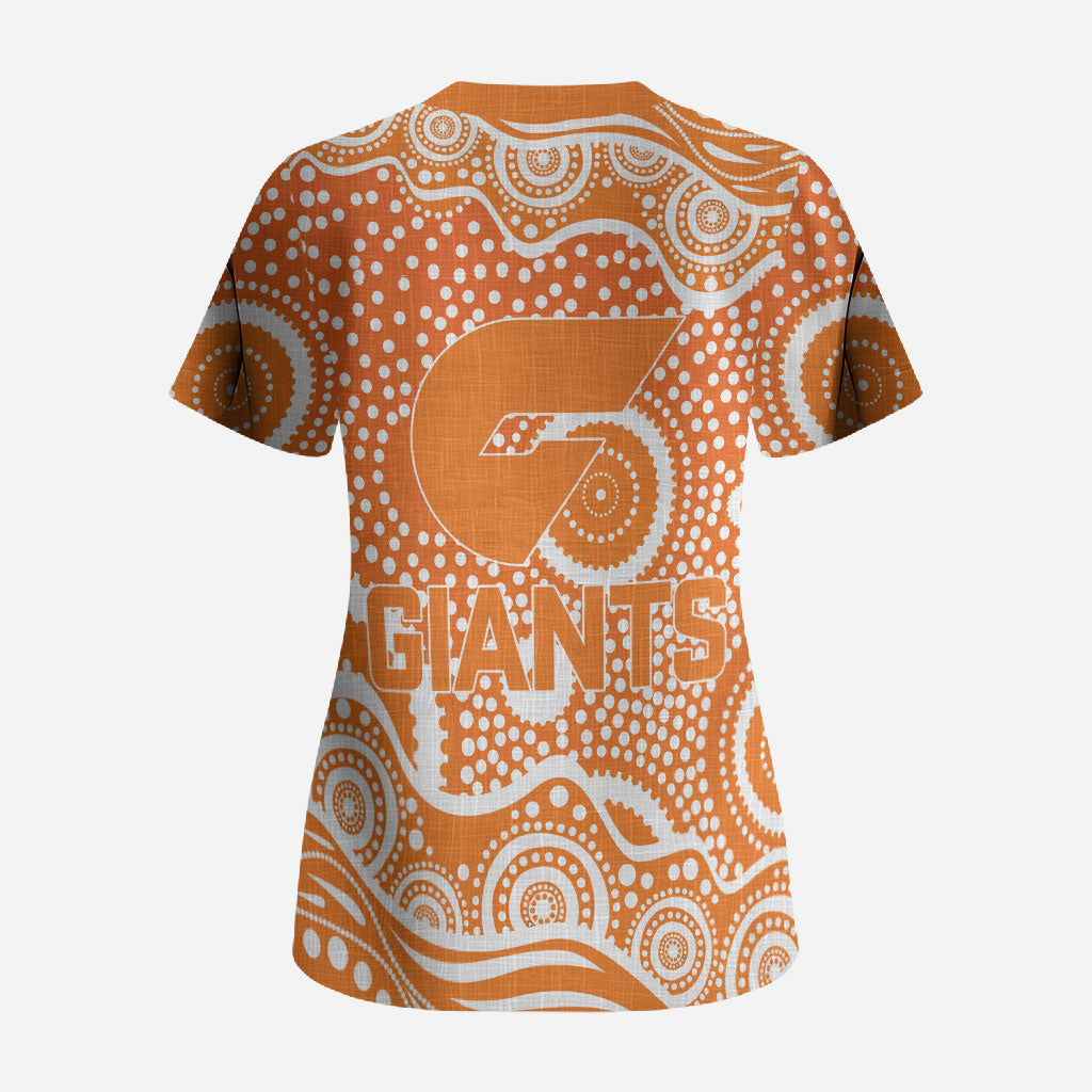 Greater Western Sydney Giants Scrub Top Aboriginal Dot Pattern - Football Mascot Heritage Pride