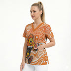 Greater Western Sydney Giants Scrub Top Aboriginal Dot Pattern - Football Mascot Heritage Pride
