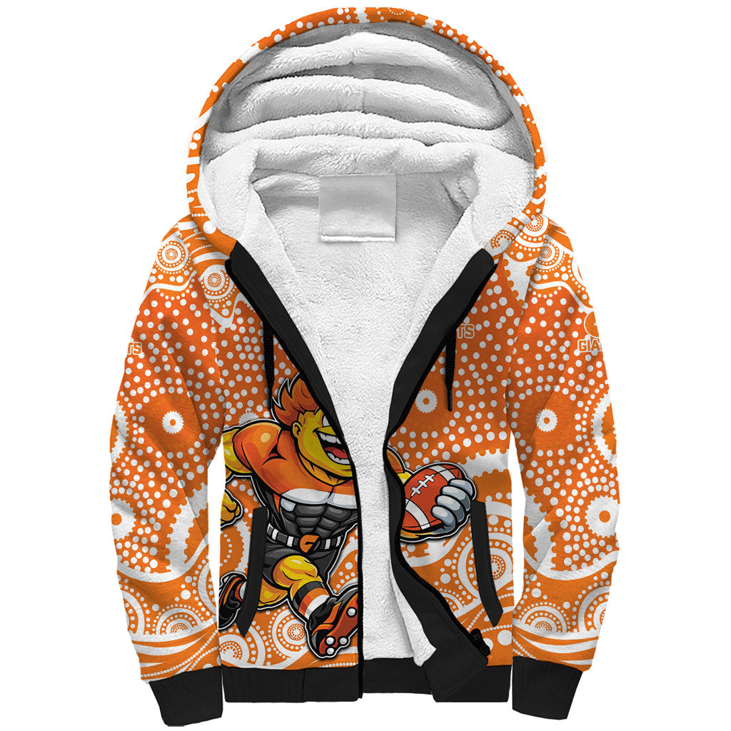Greater Western Sydney Giants Sherpa Hoodie Aboriginal Dot Pattern - Football Mascot Heritage Pride