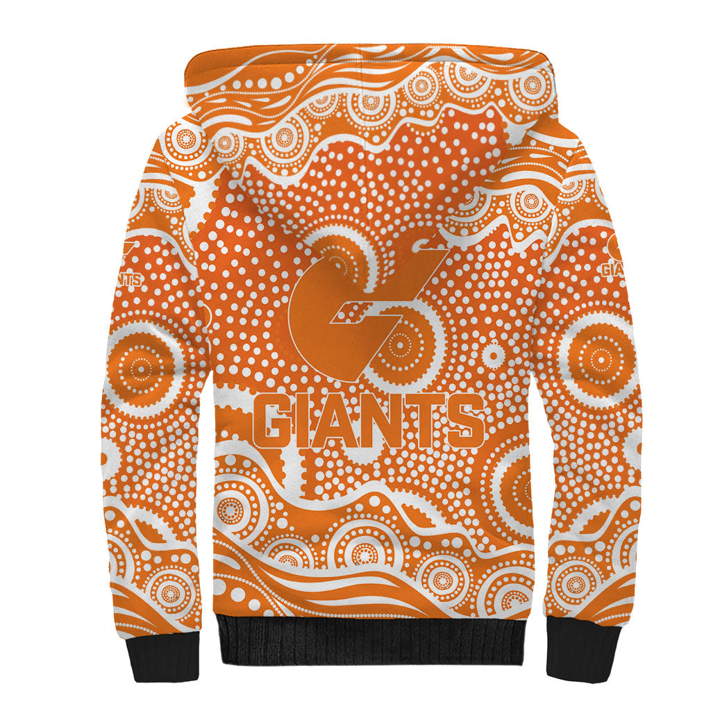 Greater Western Sydney Giants Sherpa Hoodie Aboriginal Dot Pattern - Football Mascot Heritage Pride