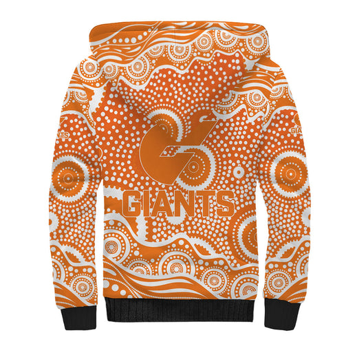 Greater Western Sydney Giants Sherpa Hoodie Aboriginal Dot Pattern - Football Mascot Heritage Pride