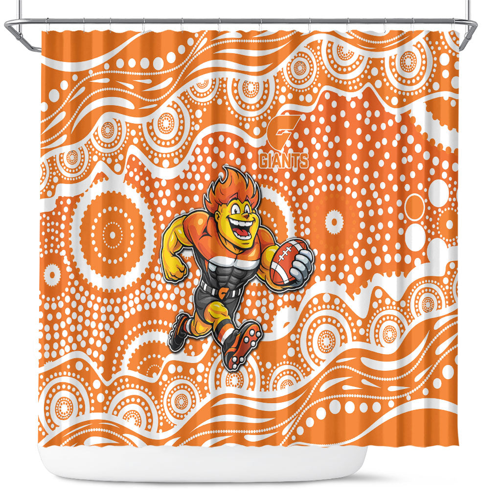 Greater Western Sydney Giants Shower Curtain Aboriginal Dot Pattern - Football Mascot Heritage Pride