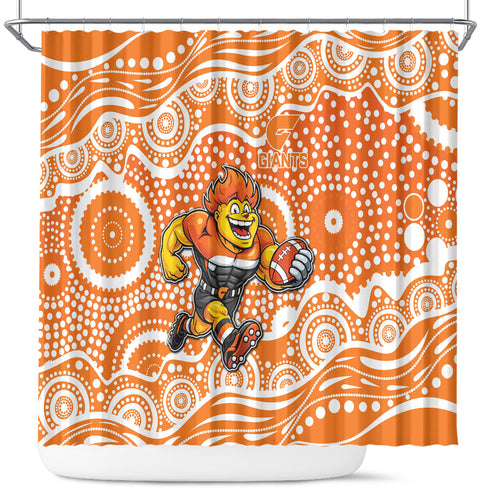 Greater Western Sydney Giants Shower Curtain Aboriginal Dot Pattern - Football Mascot Heritage Pride