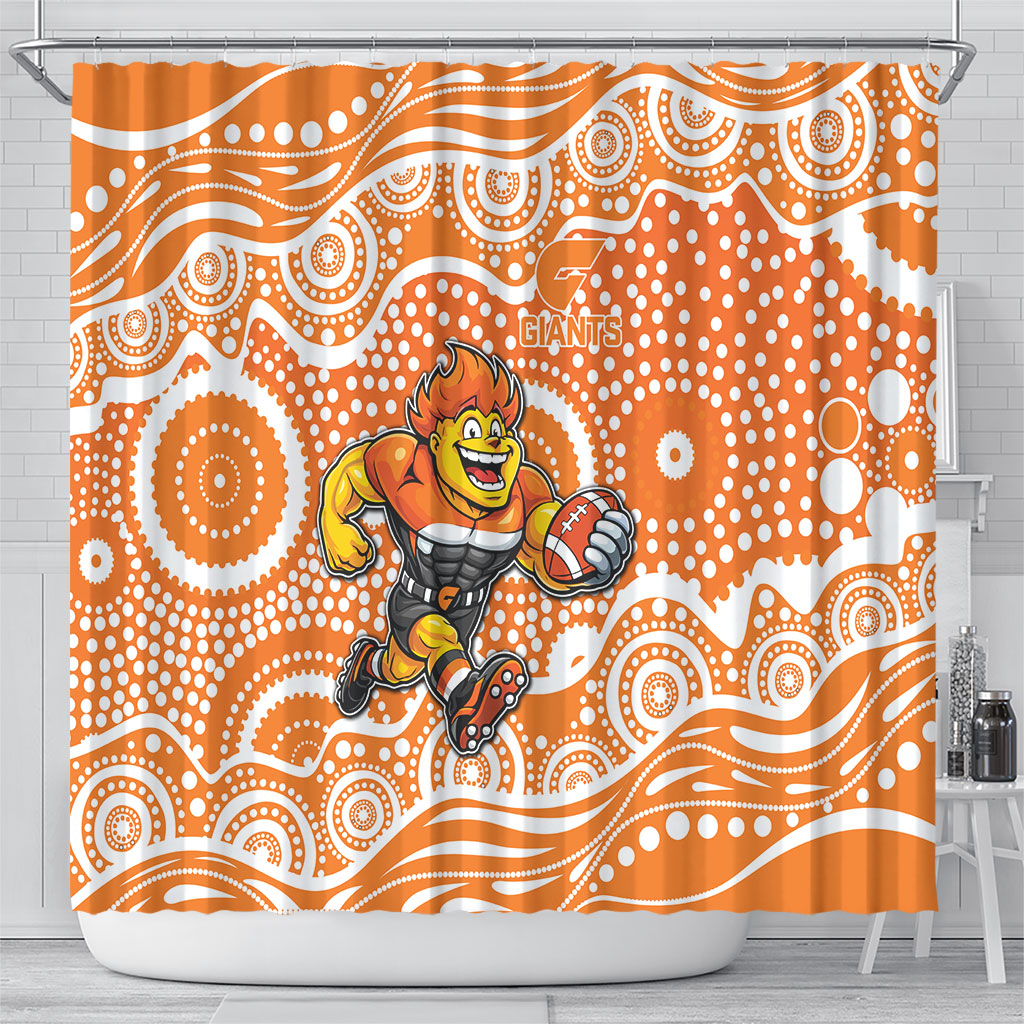 Greater Western Sydney Giants Shower Curtain Aboriginal Dot Pattern - Football Mascot Heritage Pride