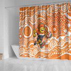 Greater Western Sydney Giants Shower Curtain Aboriginal Dot Pattern - Football Mascot Heritage Pride