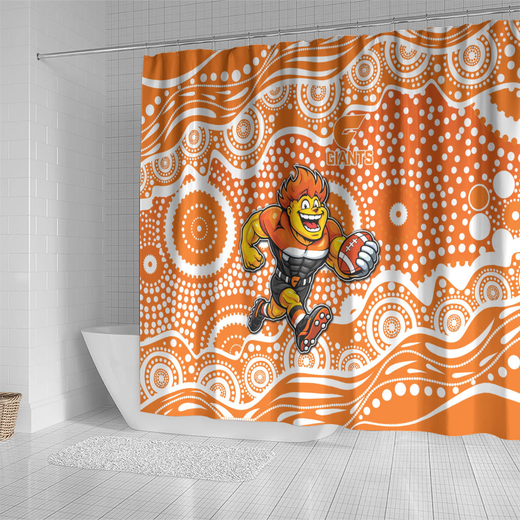 Greater Western Sydney Giants Shower Curtain Aboriginal Dot Pattern - Football Mascot Heritage Pride