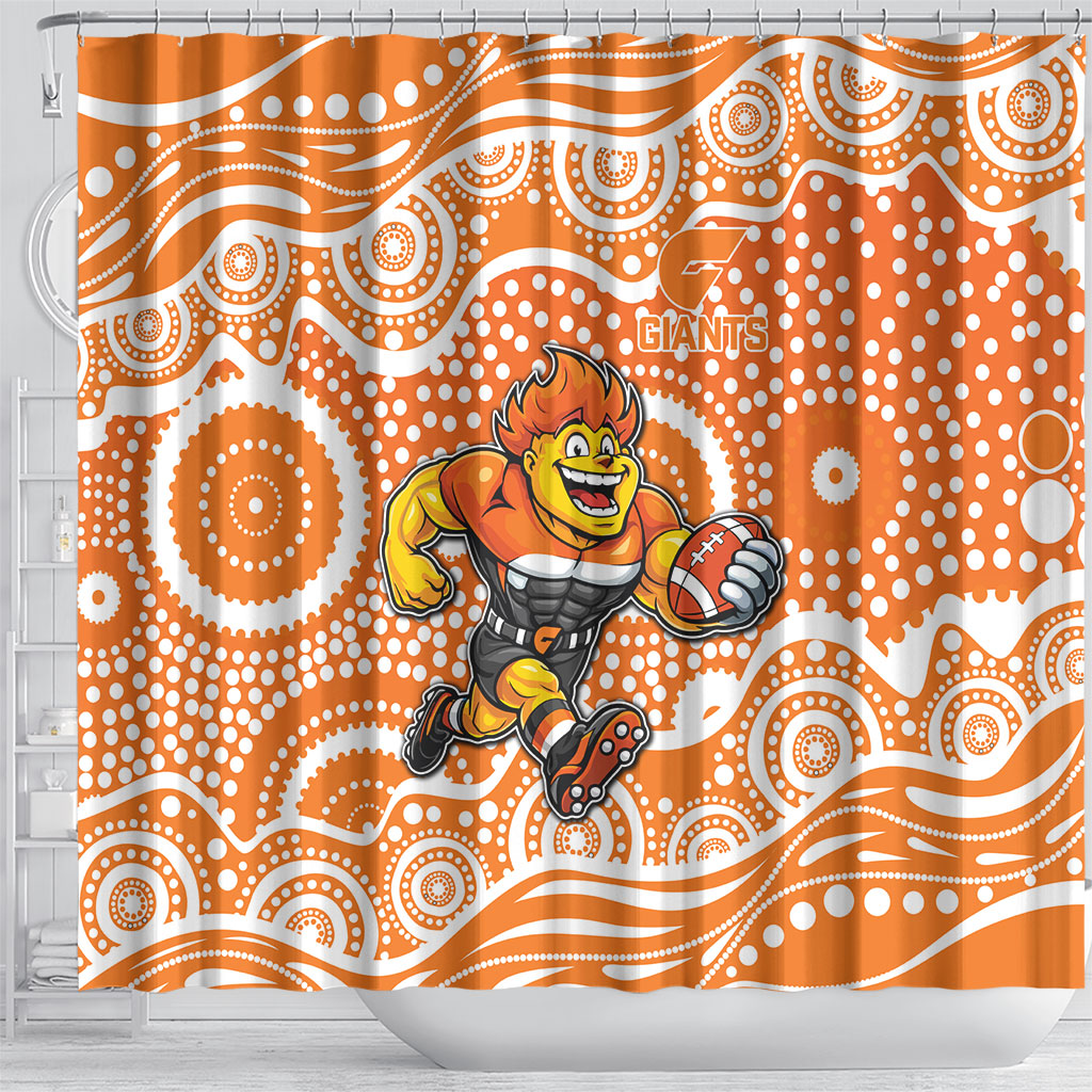 Greater Western Sydney Giants Shower Curtain Aboriginal Dot Pattern - Football Mascot Heritage Pride
