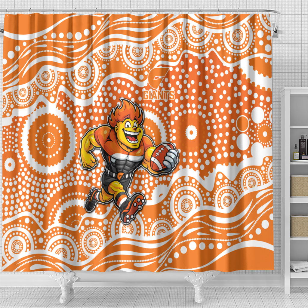 Greater Western Sydney Giants Shower Curtain Aboriginal Dot Pattern - Football Mascot Heritage Pride