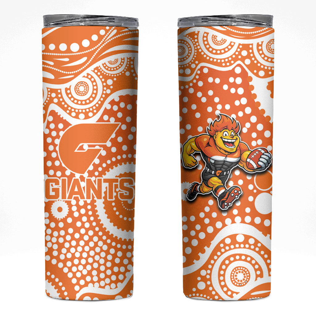 Greater Western Sydney Giants Skinny Tumbler Aboriginal Dot Pattern - Football Mascot Heritage Pride