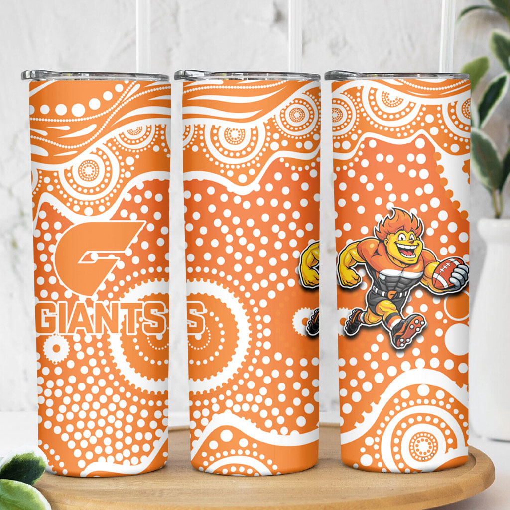 Greater Western Sydney Giants Skinny Tumbler Aboriginal Dot Pattern - Football Mascot Heritage Pride