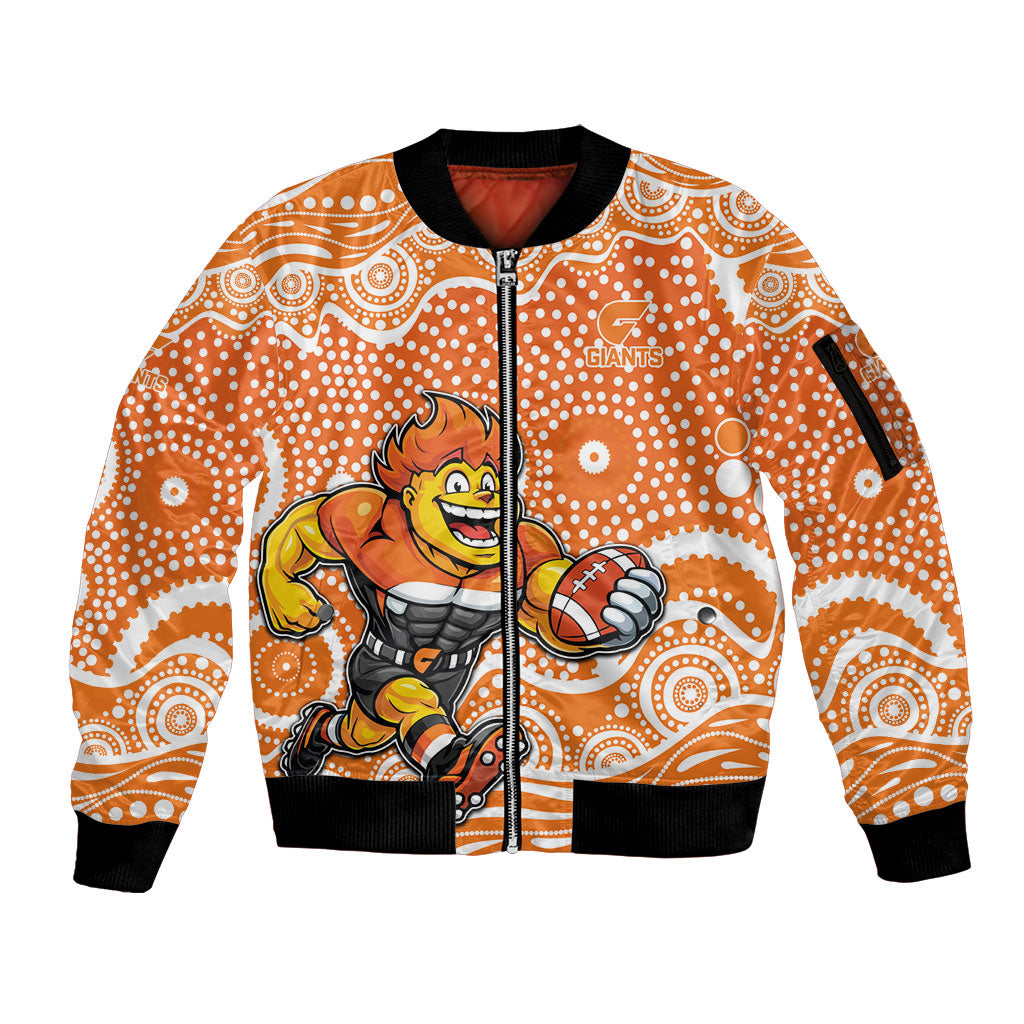 Greater Western Sydney Giants Sleeve Zip Bomber Jacket Aboriginal Dot Pattern - Football Mascot Heritage Pride