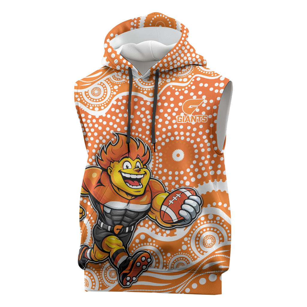 Greater Western Sydney Giants Sleeveless Hoodie Aboriginal Dot Pattern - Football Mascot Heritage Pride