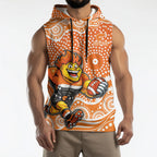 Greater Western Sydney Giants Sleeveless Hoodie Aboriginal Dot Pattern - Football Mascot Heritage Pride