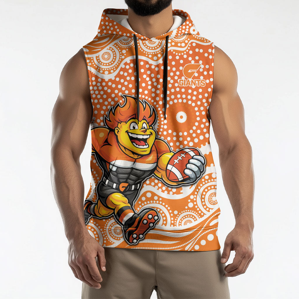 Greater Western Sydney Giants Sleeveless Hoodie Aboriginal Dot Pattern - Football Mascot Heritage Pride