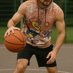 Greater Western Sydney Giants Sleeveless Hoodie Aboriginal Dot Pattern - Football Mascot Heritage Pride