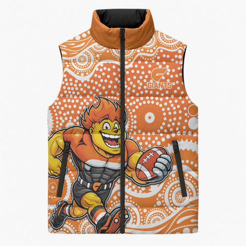 Greater Western Sydney Giants Sleeveless Puffer Jacket Aboriginal Dot Pattern - Football Mascot Heritage Pride