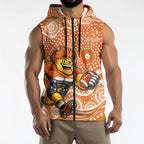Greater Western Sydney Giants Sleeveless Zip Hoodie Aboriginal Dot Pattern - Football Mascot Heritage Pride