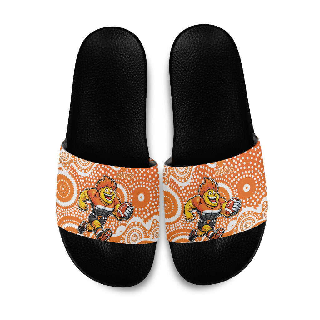 Greater Western Sydney Giants Slide Sandals Aboriginal Dot Pattern - Football Mascot Heritage Pride