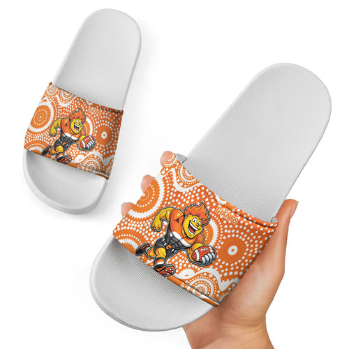 Greater Western Sydney Giants Slide Sandals Aboriginal Dot Pattern - Football Mascot Heritage Pride