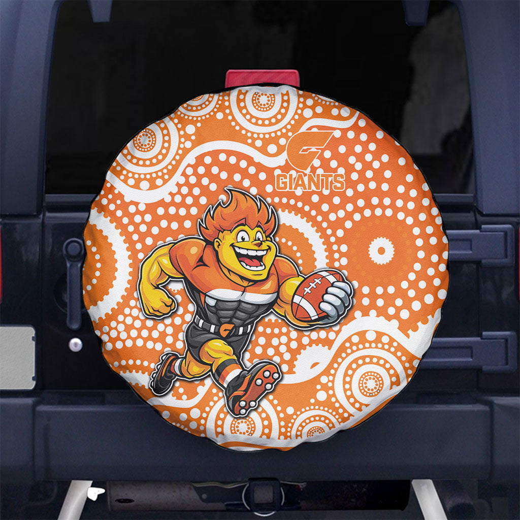 Greater Western Sydney Giants Spare Tire Cover Aboriginal Dot Pattern - Football Mascot Heritage Pride