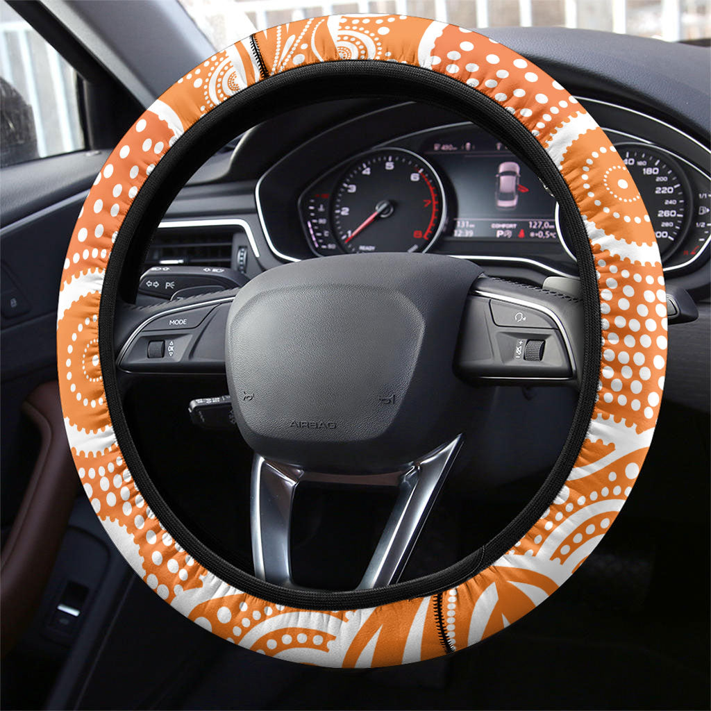 Greater Western Sydney Giants Steering Wheel Cover Aboriginal Dot Pattern - Football Mascot Heritage Pride