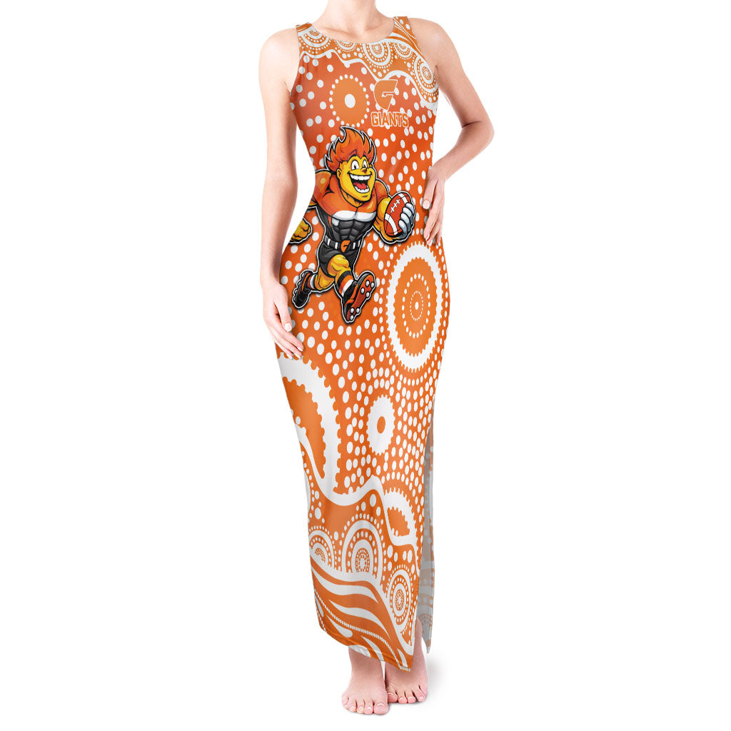 Greater Western Sydney Giants Tank Maxi Dress Aboriginal Dot Pattern - Football Mascot Heritage Pride