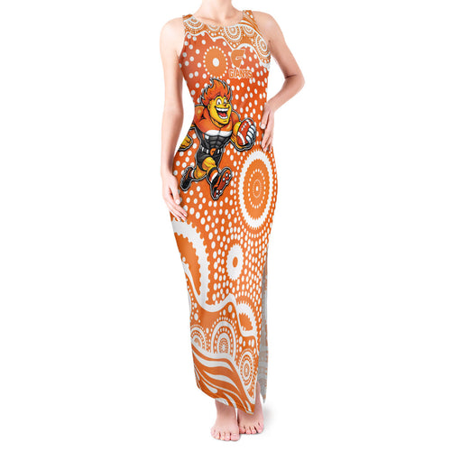 Greater Western Sydney Giants Tank Maxi Dress Aboriginal Dot Pattern - Football Mascot Heritage Pride